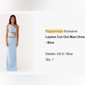 Peppermayo Sky Blue One-Shoulder Maxi Dress